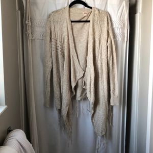 Mossimo supply co tan fringe cardigan